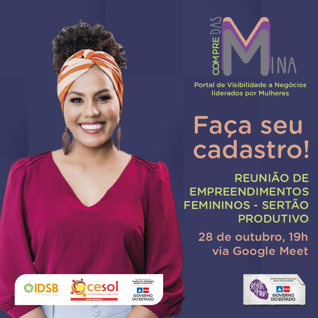 Mulheres do Sertão Produtivo são convidadas para participar da iniciativa Compre das Mina