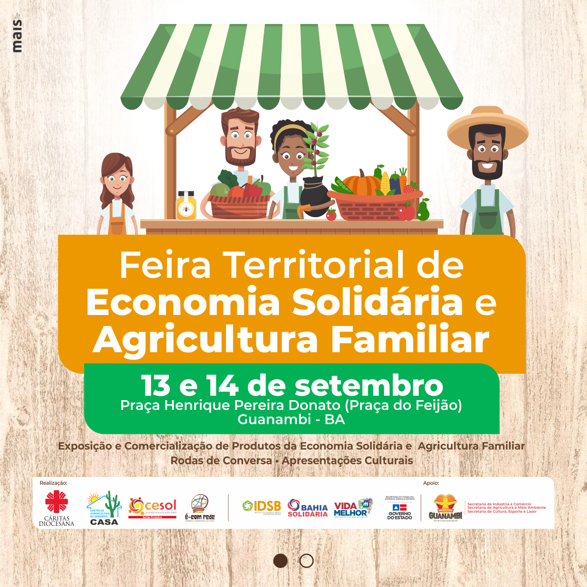 Mais uma edio da Feira Territorial de Economia Solidria e Agricultura Familiar ser realizada em Guanambi